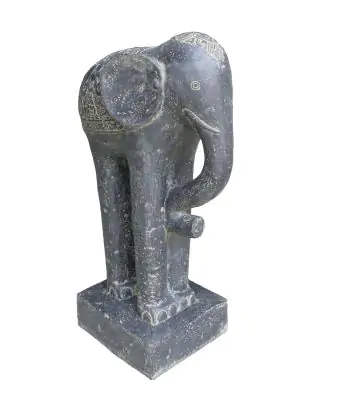 Product image of the product “Elephant sculpture, 90cm height, cast stone, hollow, handcrafted & coloured ”